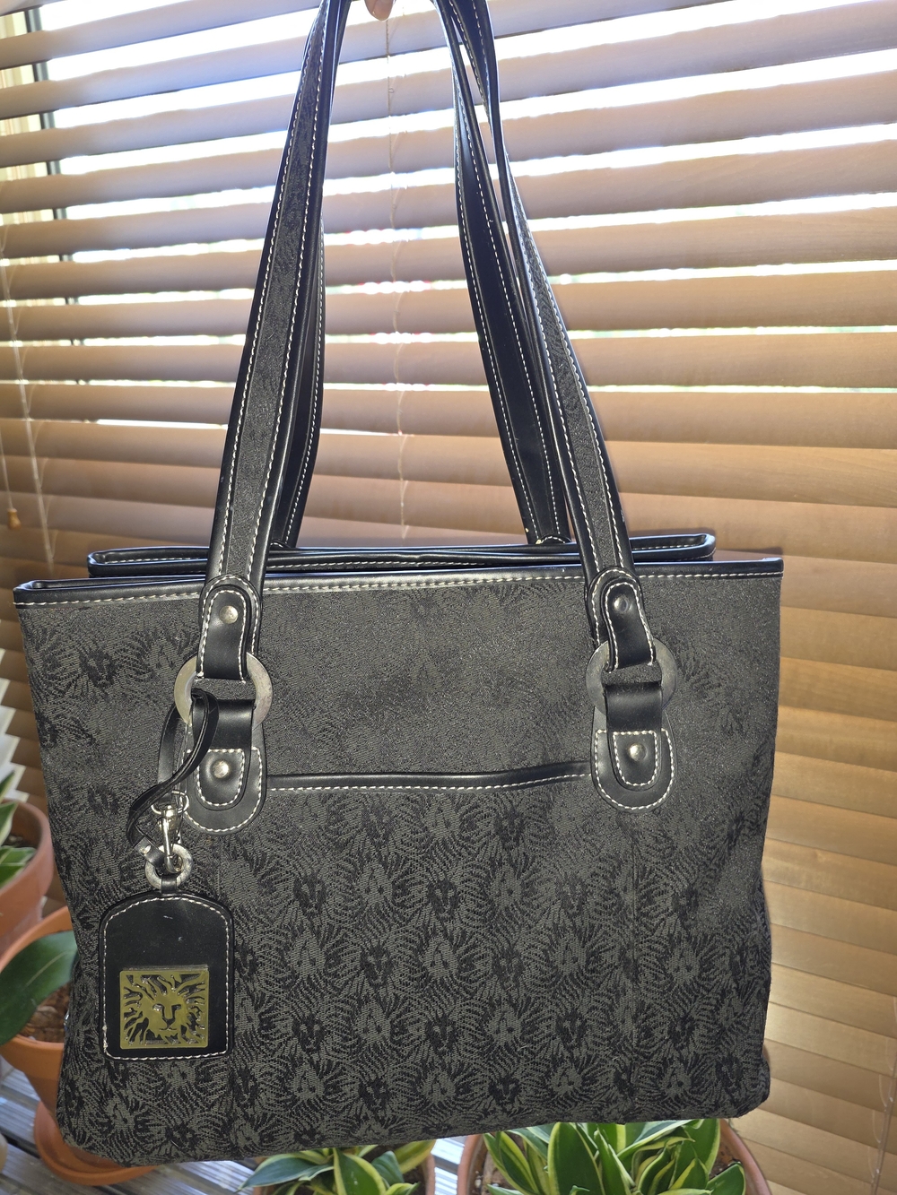 Anne Klein Patterned Tote with Leather Trim
